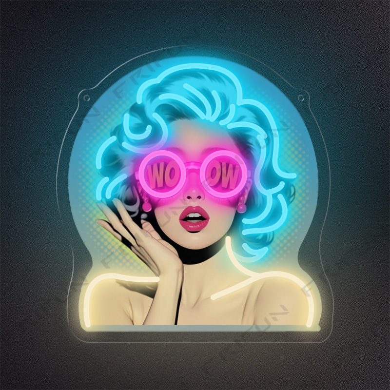 Commercial Wall Printing - Letreiro Neon WOW Curl Girl com