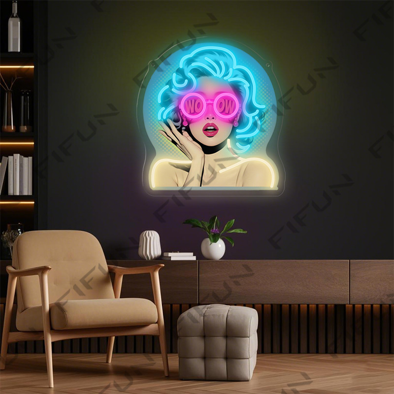 Letreiro Neon WOW Curl Girl co - Commercial Wall Printing avaliação e preço
