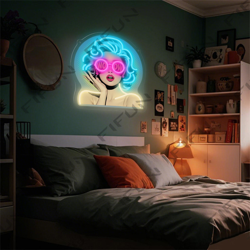 Letreiro Neon WOW Curl Girl co - Commercial Wall Printing avaliação e preço