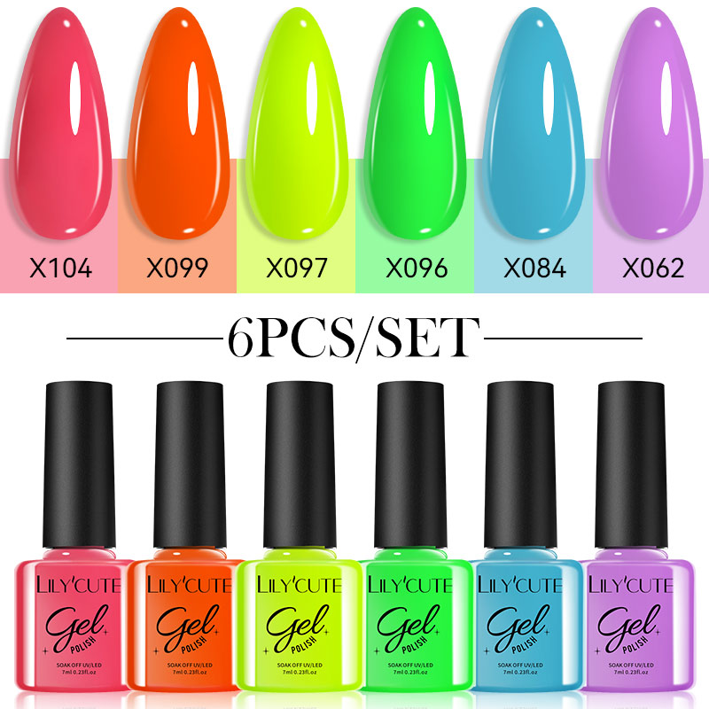LILYCUTE 6 PCS Gel Unha Polonê - Exposure Unit Uv avaliação e preço
